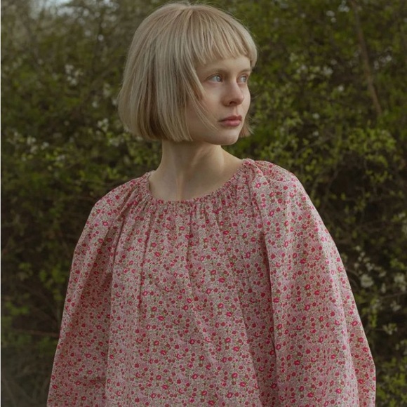 Benjamin Fox Pink Floral Sundress with Bishop Sleeves - Picture 2 of 2